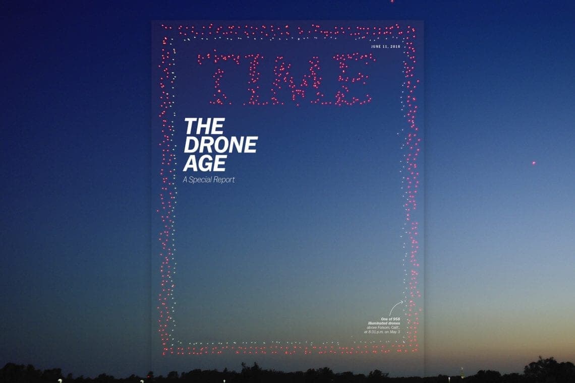 Keren! Sampul Majalah TIME Bergambar 958 Drone di Udara