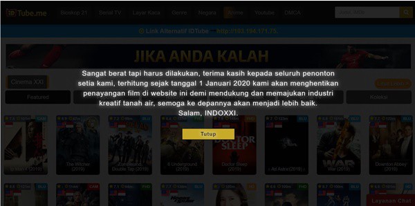 IndoXXI Tutup