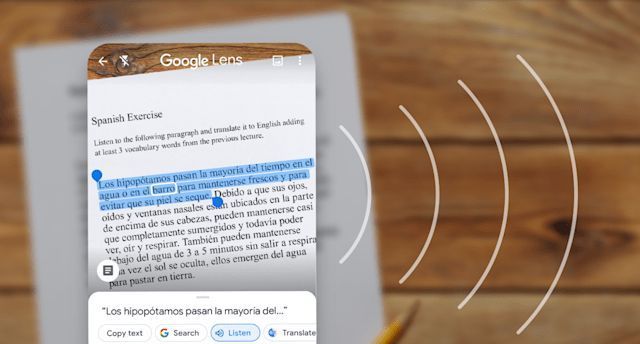 Google Lens teks hasil terjemahan