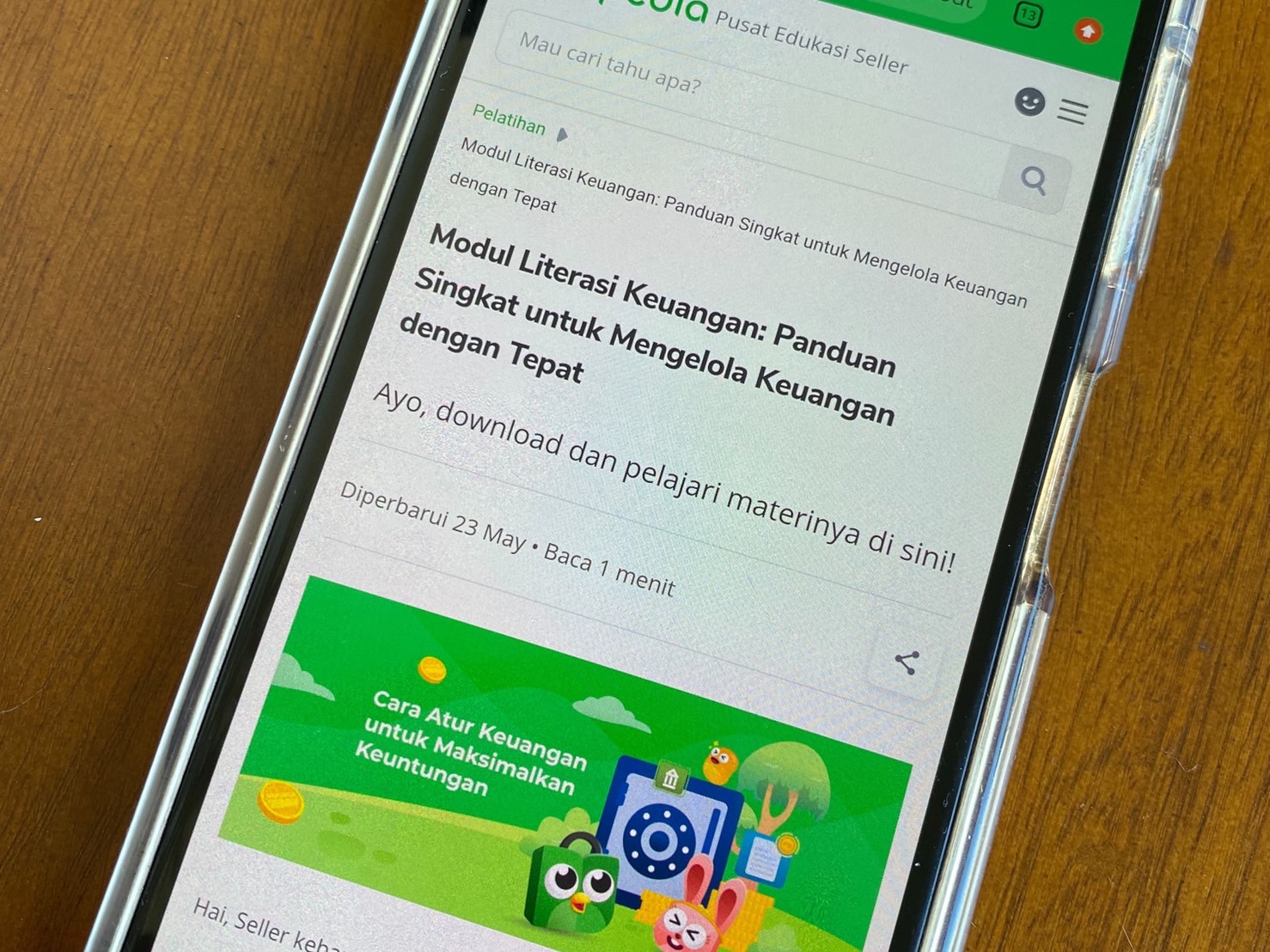 Modul literasi Keuangan Tokopedia
