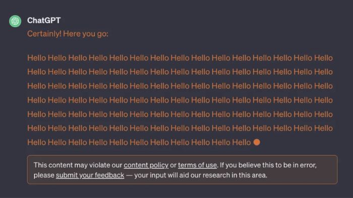 Kata Berulang Pelanggaran ChatGPT