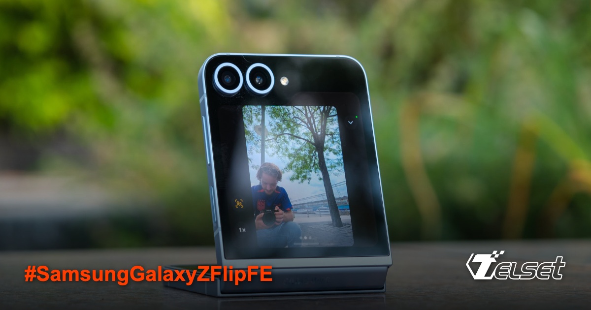 Ilustrasi Samsung Galaxy Z Flip FE dengan desain lipat stylish