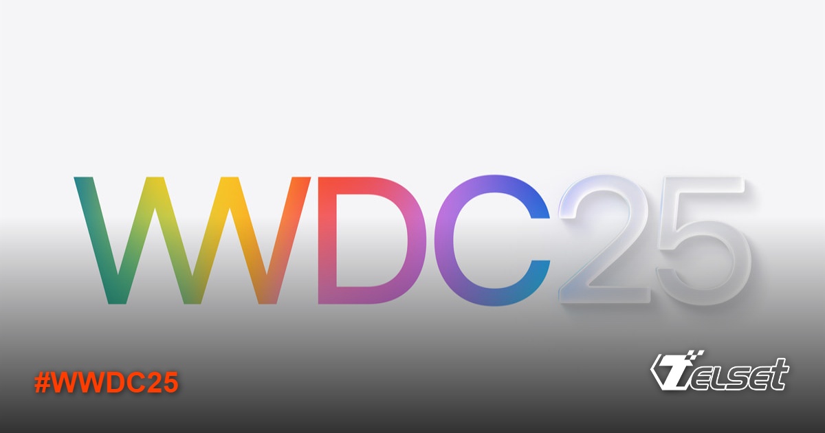 Ilustrasi konferensi WWDC25 Apple dengan logo dan latar belakang teknologi futuristik