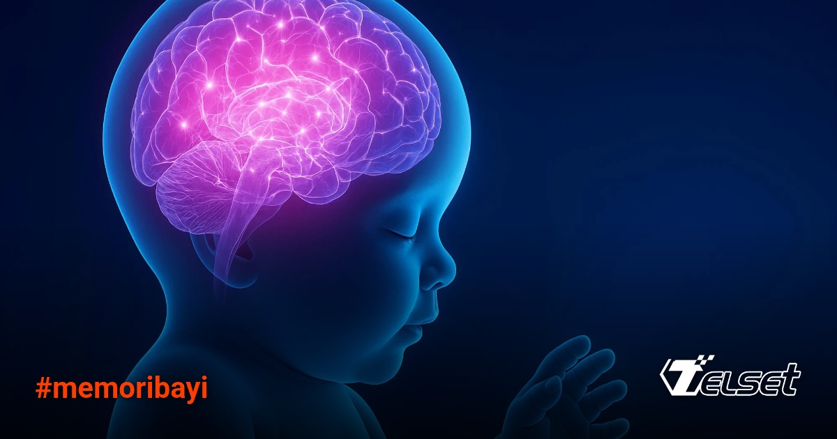 Ilustrasi bayi dengan aktivitas otak yang menunjukkan penyimpanan memori