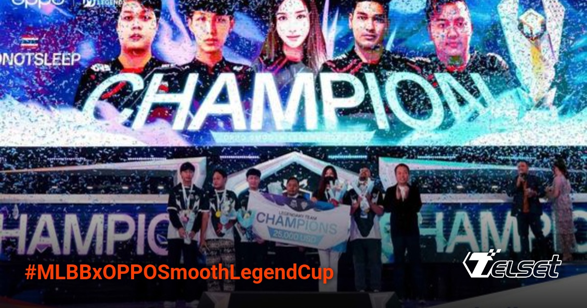 Tim IDONOTSLEEP Thailand merayakan kemenangan di MLBB x OPPO Smooth Legend Cup 2025