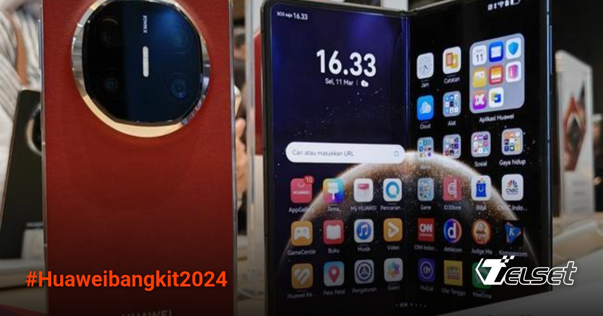 CEO Huawei Meng Wanzhou mempresentasikan laporan keuangan 2024 di tengah grafik pertumbuhan perusahaan