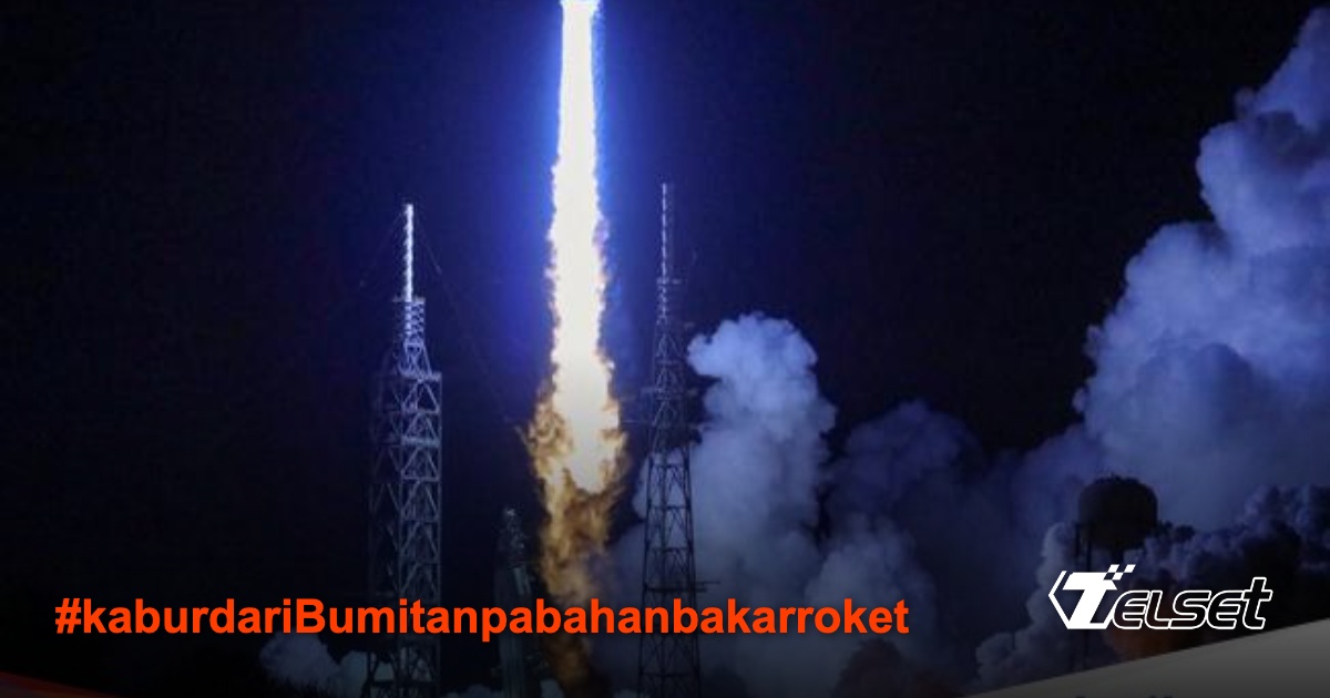 Ilustrasi konsep pesawat antariksa tanpa bahan bakar roket meluncur dari Bumi