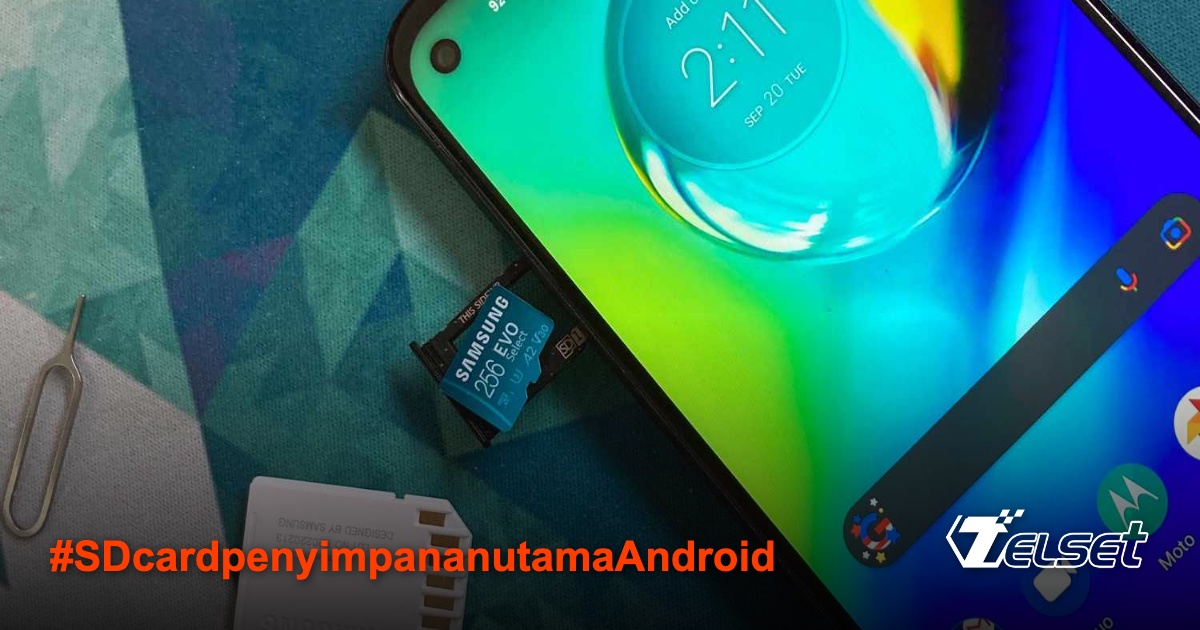 Ponsel Android dengan SD card sebagai penyimpanan utama