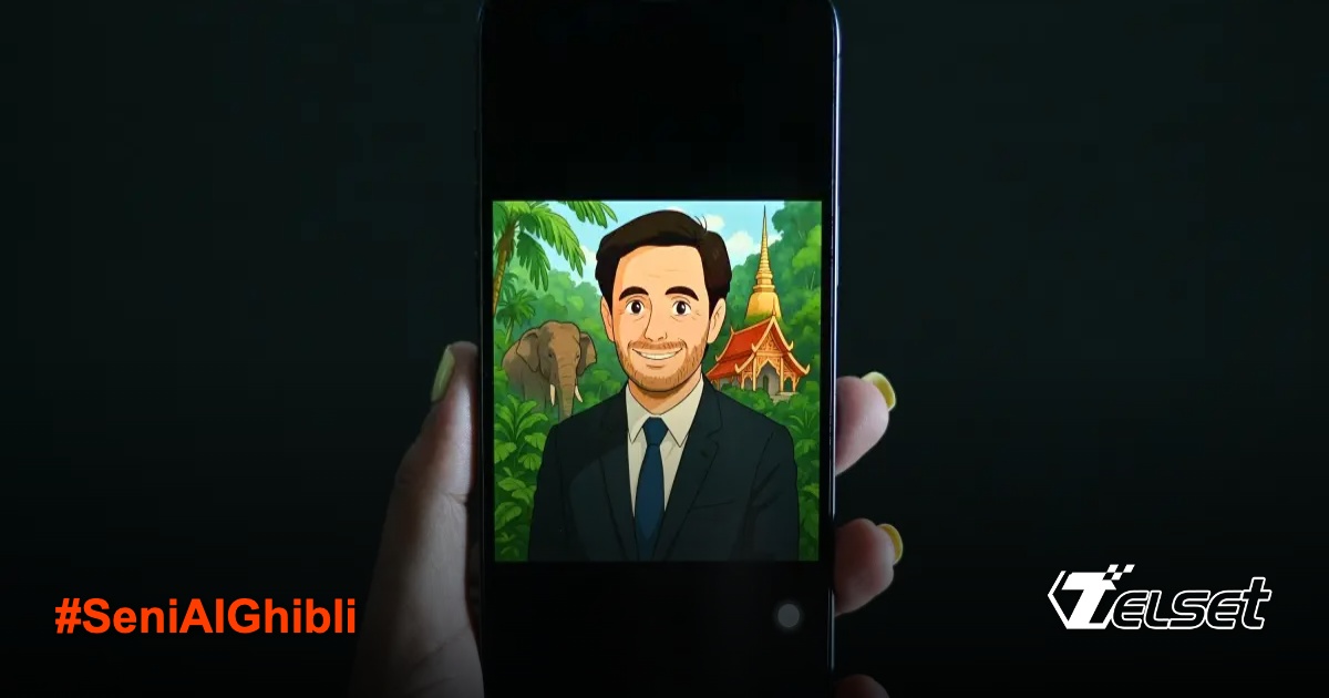 Ilustrasi perbandingan seni asli Ghibli dan gambar buatan AI