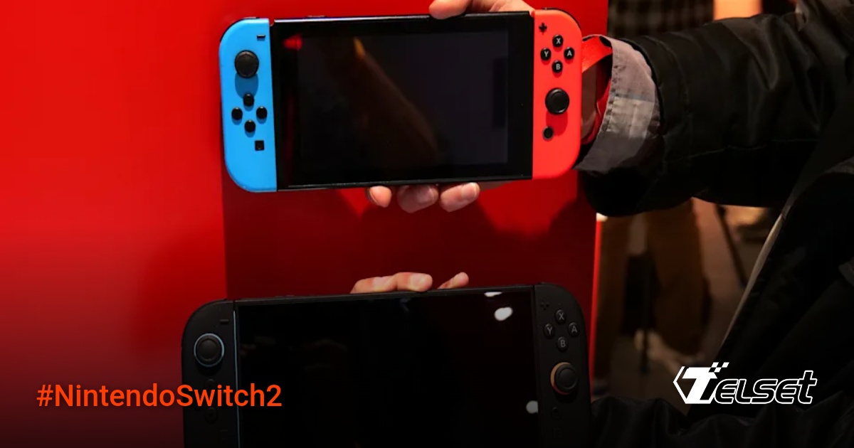 Tampilan belakang Nintendo Switch 2 yang dipegang tangan