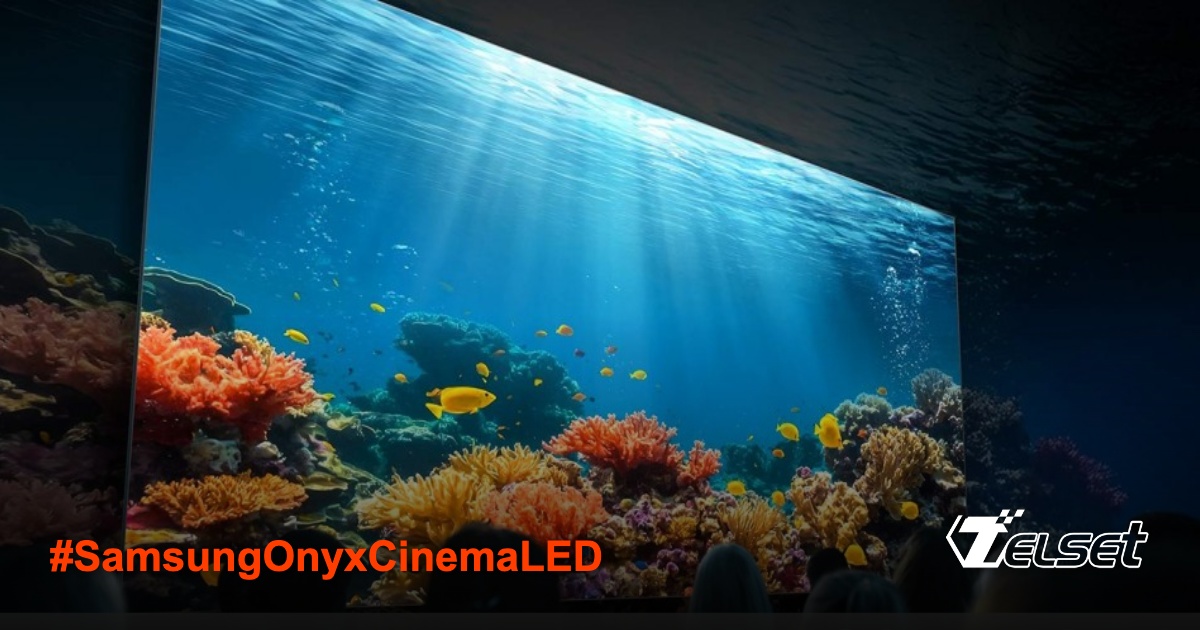 Samsung Onyx Cinema LED screen showing vibrant movie colors in a modern theater