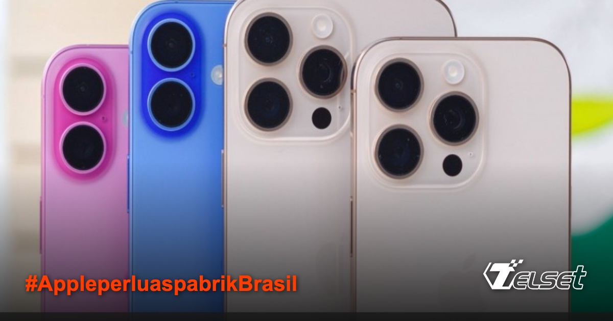 Gedung pabrik Apple di Brasil dengan logo raksasa di depannya