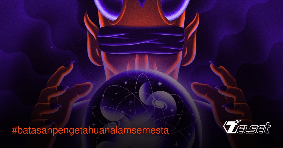 Ilustrasi konsep Demon Laplace dan ketidakpastian kuantum dalam alam semesta