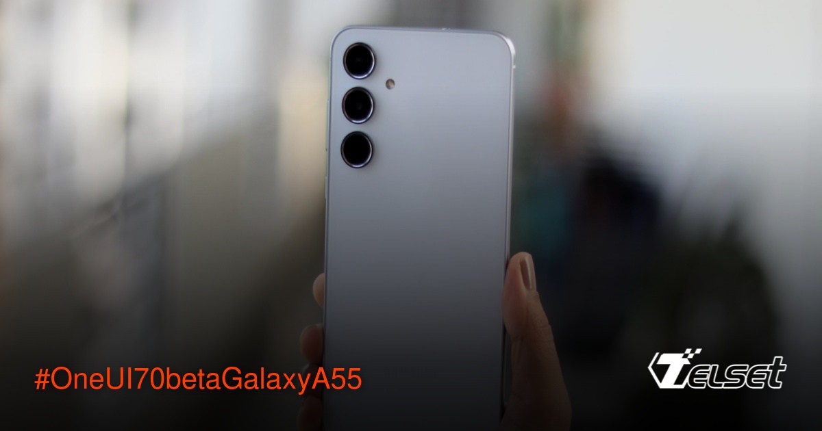 Galaxy A55 dengan One UI 7.0 beta di layar