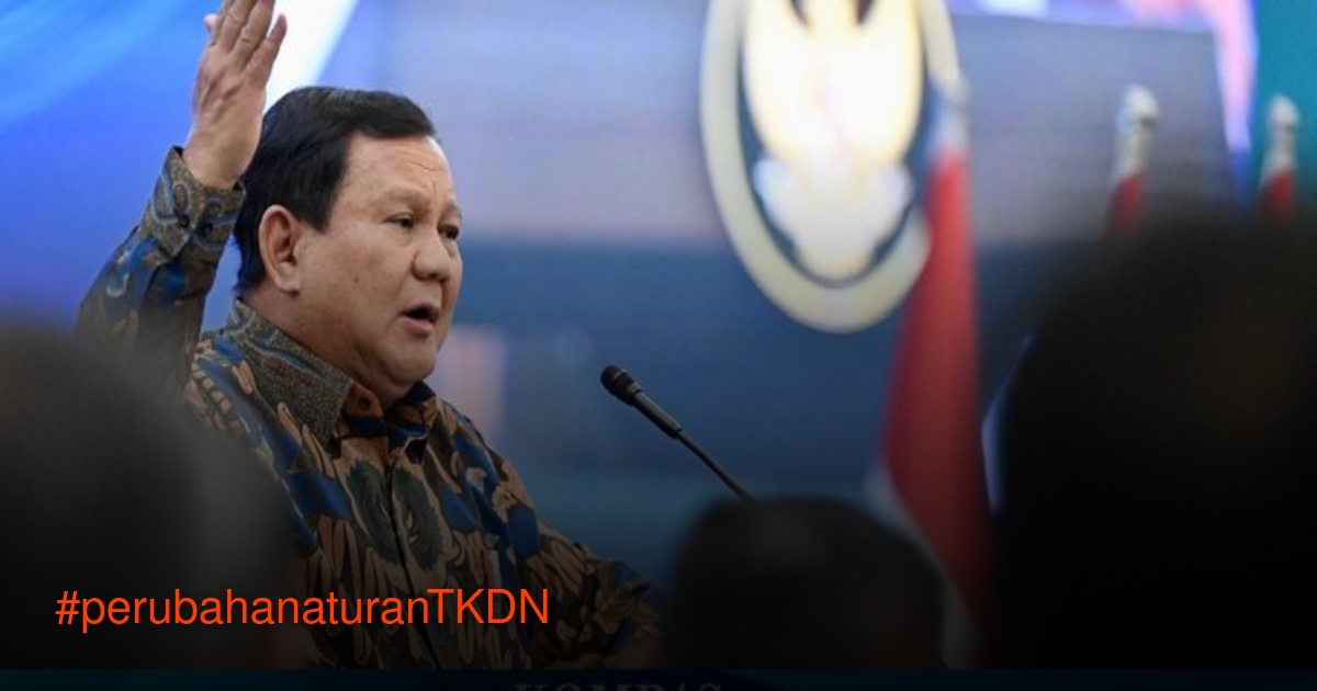 Presiden Prabowo Subianto menyampaikan pidato tentang revisi aturan TKDN di acara Sarasehan Ekonomi