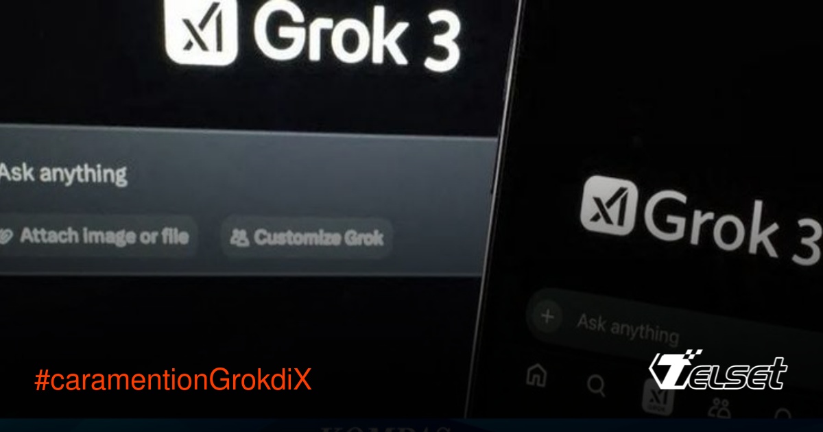 Ilustrasi pengguna sedang mention chatbot Grok di platform X