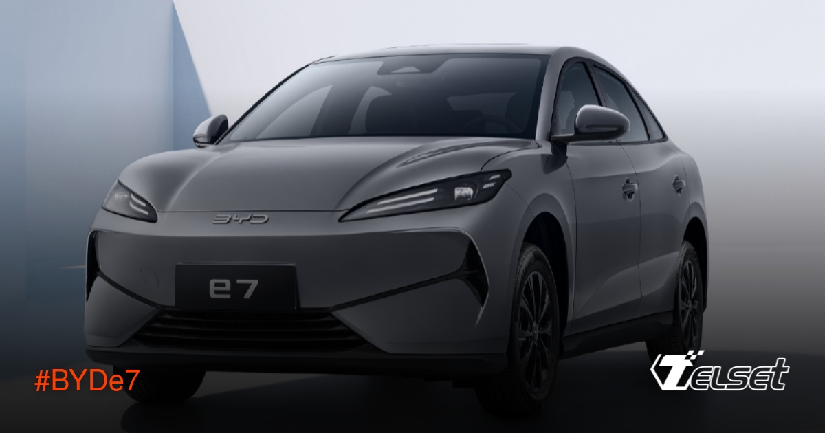 BYD e7 sedan listrik dengan desain Marine Aesthetics dan warna abu-abu elegan