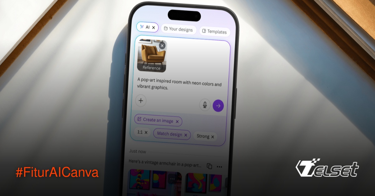 Tampilan antarmuka Canva dengan berbagai alat AI seperti Magic Design dan Magic Edit