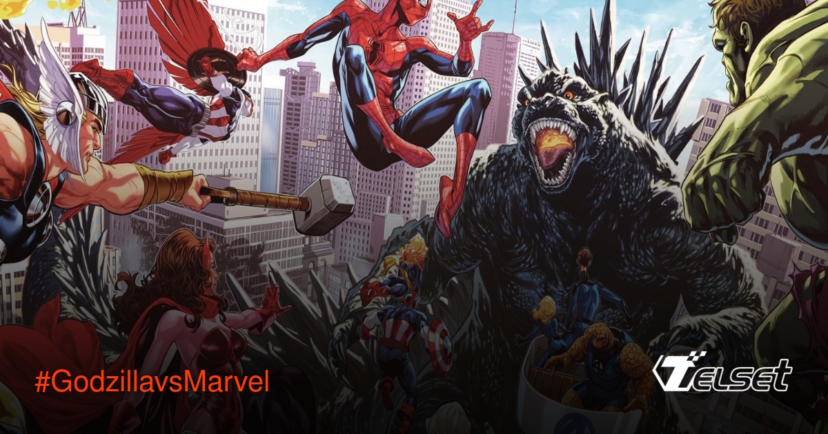 Ilustrasi Godzilla menghadapi pahlawan Marvel dalam komik terbaru
