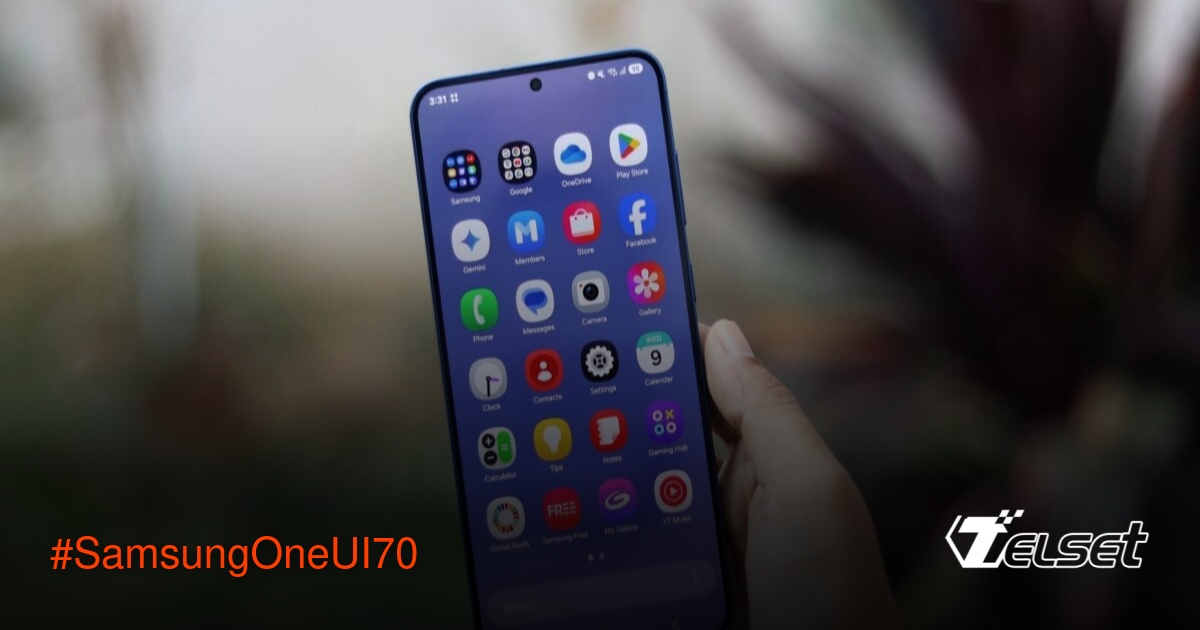 Smartphone Samsung Galaxy dengan layar terkunci setelah update One UI 7.0