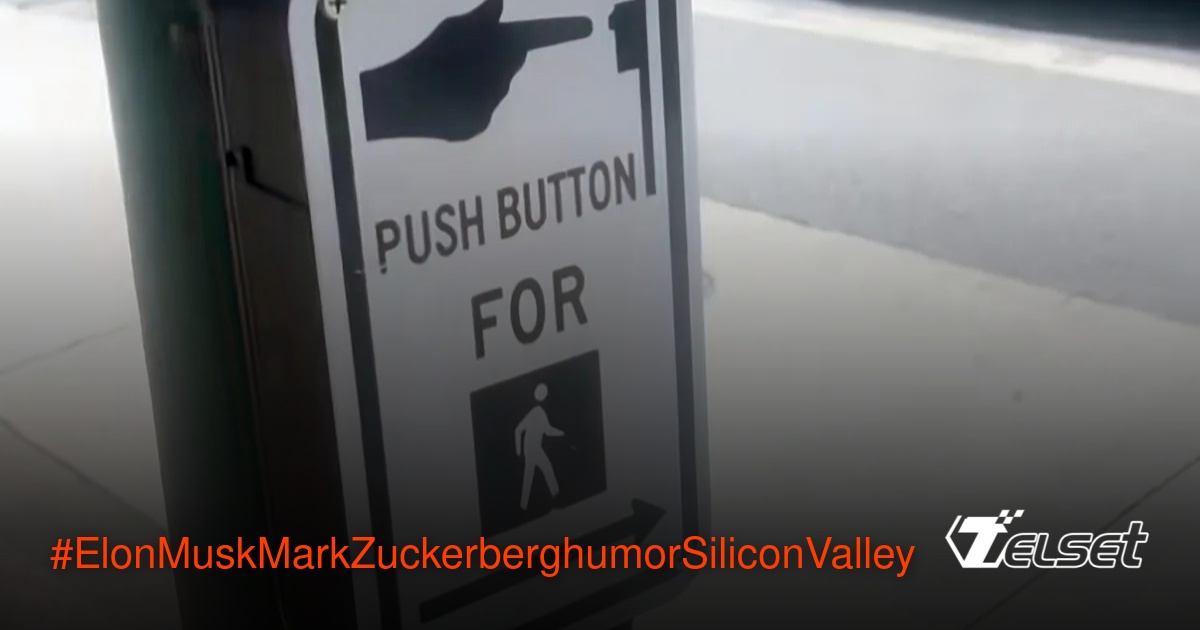 Suara sintetis Elon Musk dan Mark Zuckerberg di speaker penyeberangan jalan Silicon Valley