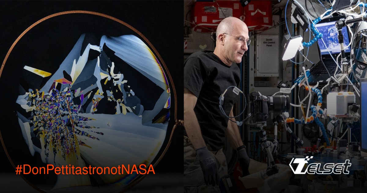 Astronot Don Pettit melakukan eksperimen tetesan air di Stasiun Luar Angkasa Internasional