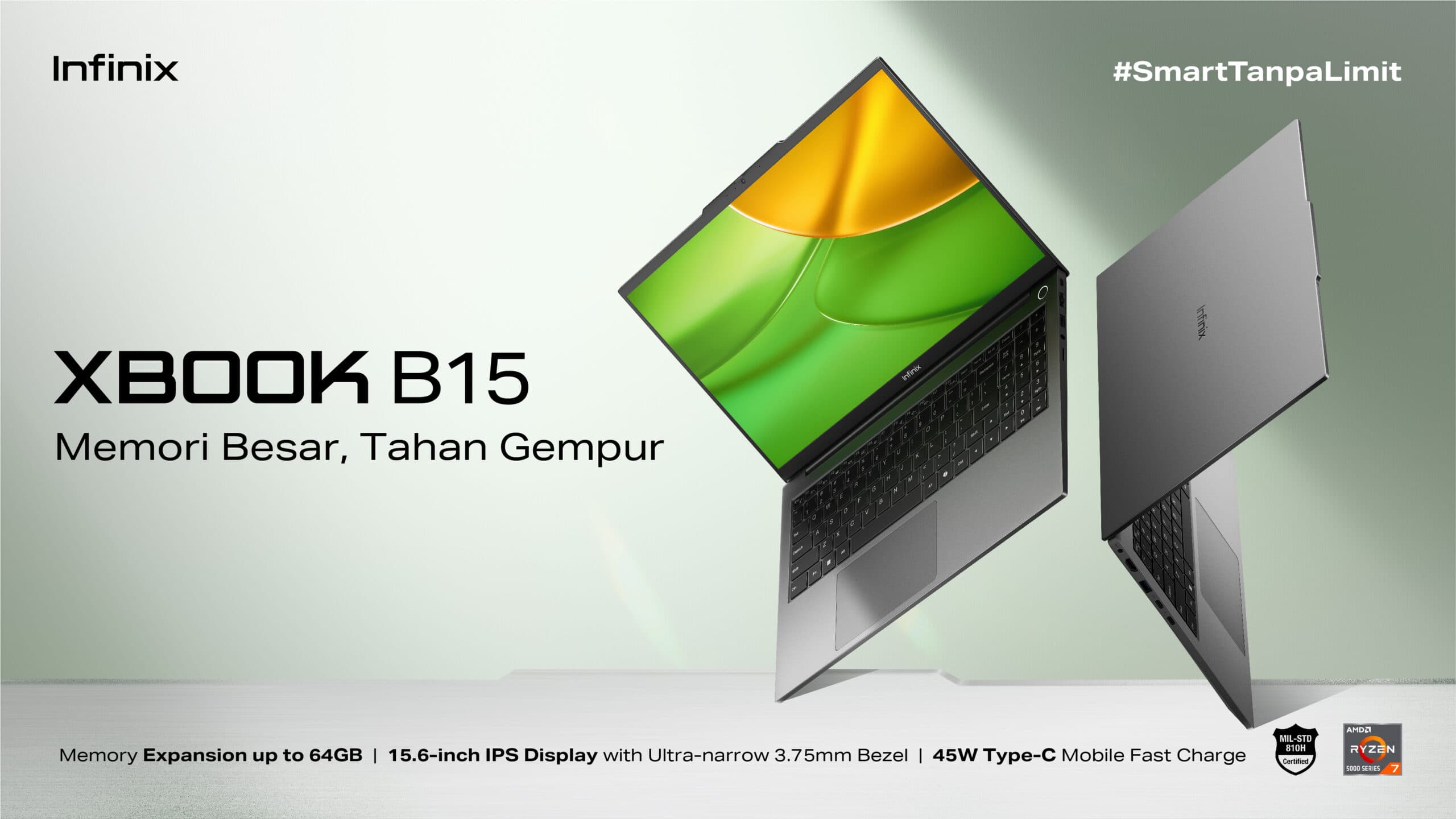 Infinix XBOOK B15 laptop dengan layar 15.6 inch dan desain tangguh