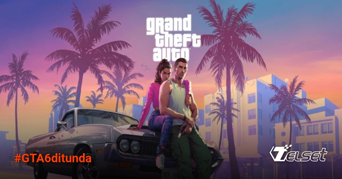 Ilustrasi GTA 6 dengan latar kota Vice City yang futuristik