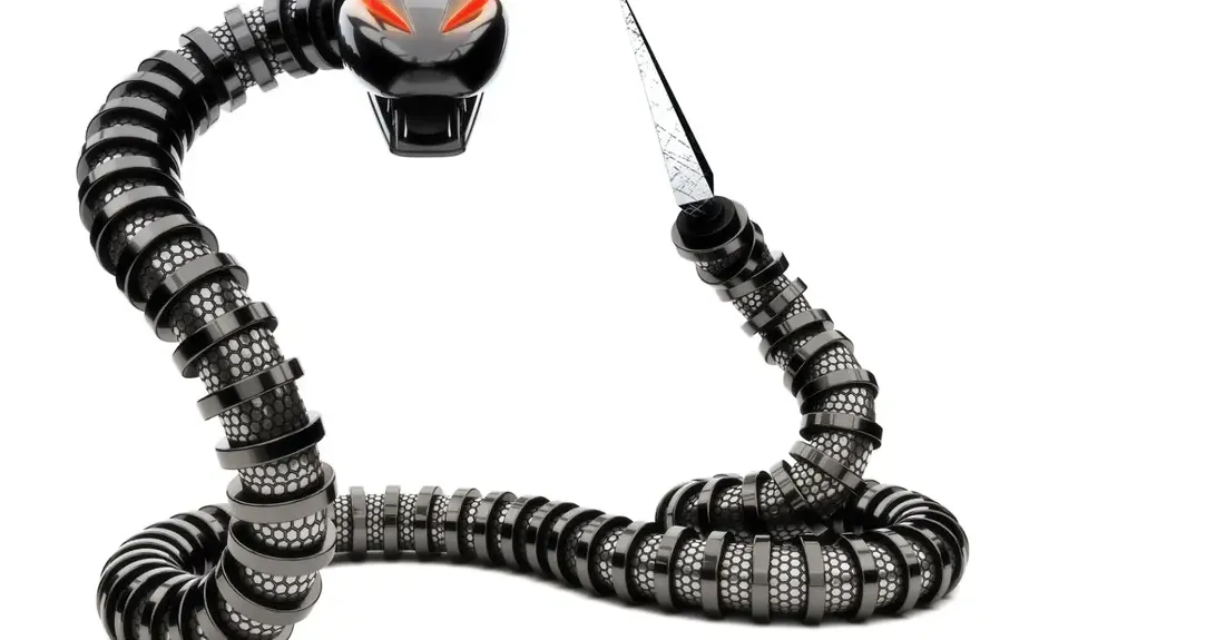 Ilustrasi robot ular futuristik untuk melindungi landasan udara dari satwa liar