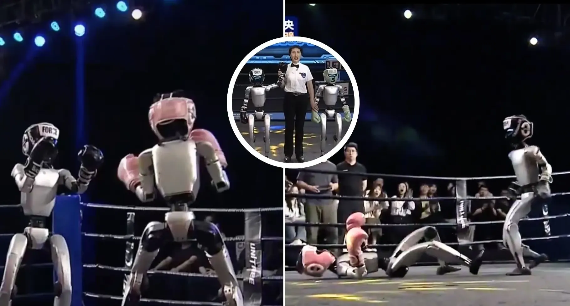 Robot humanoid China bertinju di atas ring dengan pukulan kuat