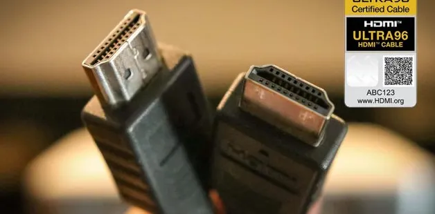Ilustrasi kabel HDMI 2.2 Ultra96 dengan logo bandwidth 96 Gbps