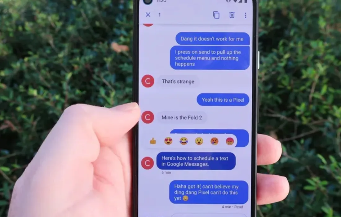 Ilustrasi kirim pesan di aplikasi Google Messages