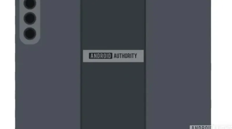 Ilustrasi ponsel Samsung tri-fold dengan desain lipat tiga