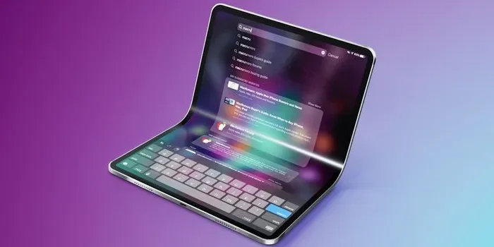 Render konsep iPhone lipat Apple dengan desain layar tanpa lipatan