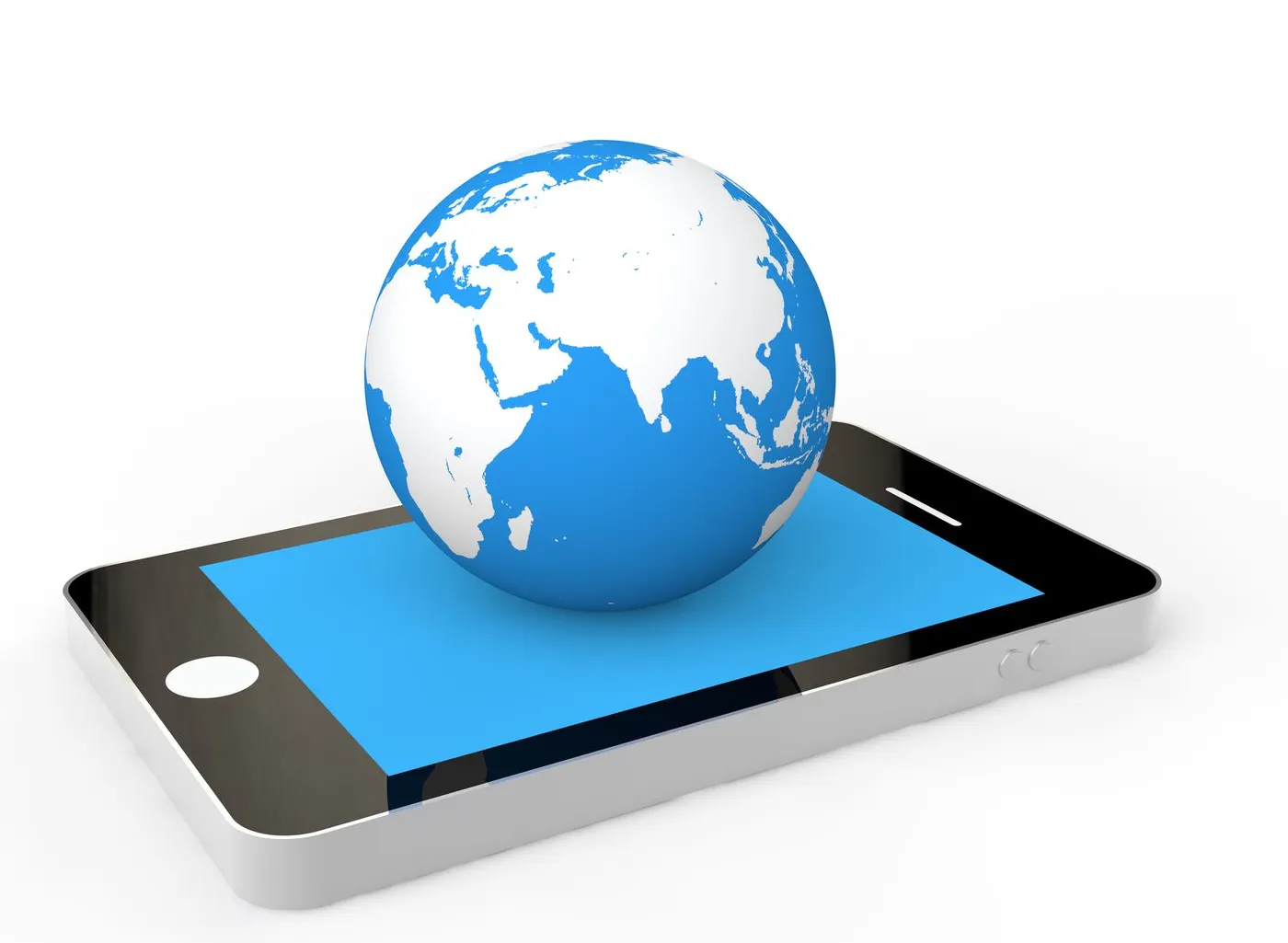Ilustrasi smartphone dengan ikon komunikasi global