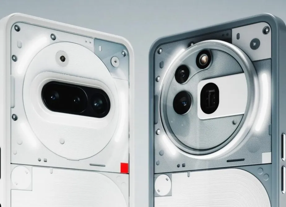 Ilustrasi smartphone Nothing Phone (3a) Series dengan desain transparan khas dan interface Nothing OS