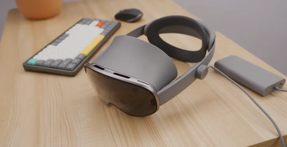 Ilustrasi konsep headset mixed reality Samsung Project Moohan dengan desain futuristik