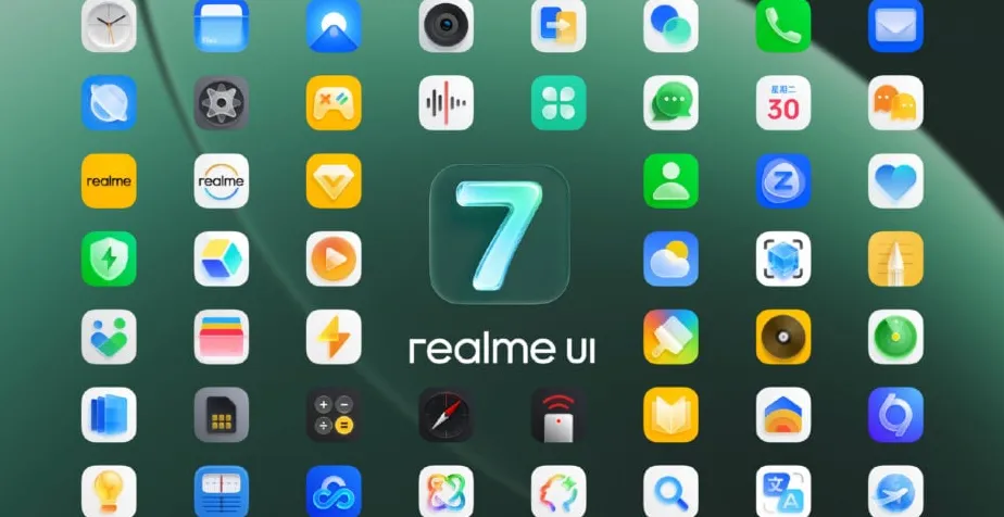Tampilan antarmuka Realme UI 7.0 dengan desain kaca cahaya dan bayangan pada Realme GT 8 Pro