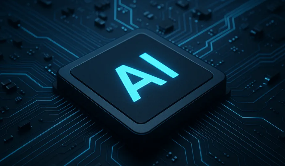 Ilustrasi analisis data kecerdasan buatan (AI) dan grafik pertumbuhan investasi global di layar komputer