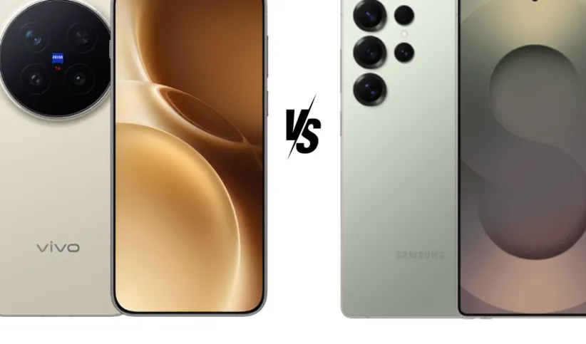 Perbandingan visual Vivo X300 Pro dan Samsung Galaxy S25 Ultra menunjukkan perbedaan desain dan ukuran