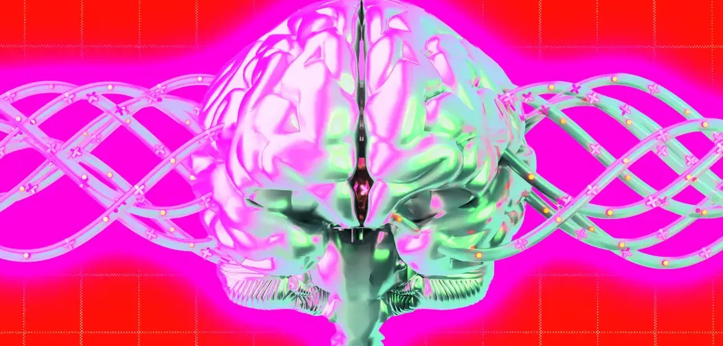 Ilustrasi Sam Altman dan teknologi ultrasound untuk membaca aktivitas otak manusia secara non-invasif