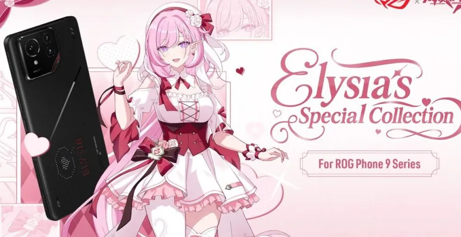 ROG x Honkai Impact 3rd Elysia's Special Collection gift box dengan tema Romantic Pink berbentuk surat