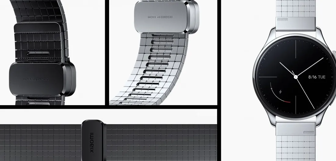 Xiaomi Watch 5 smartwatch dengan layar AMOLED bundar dan casing stainless steel hitam di pergelangan tangan