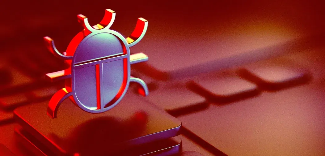 Ilustrasi laporan CodeRabbit yang menunjukkan perbandingan kode AI penuh bug dan kode manusia yang lebih bersih di layar komputer.