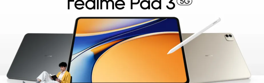 Realme Pad 3 5G tablet dengan layar 11.61 inci dan bodi ramping dalam warna Space Grey