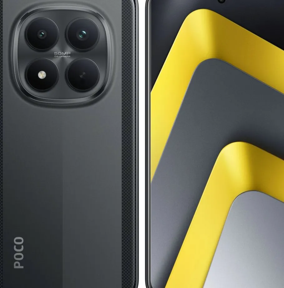 POCO M8 Pro 5G tampilan depan dan belakang warna silver