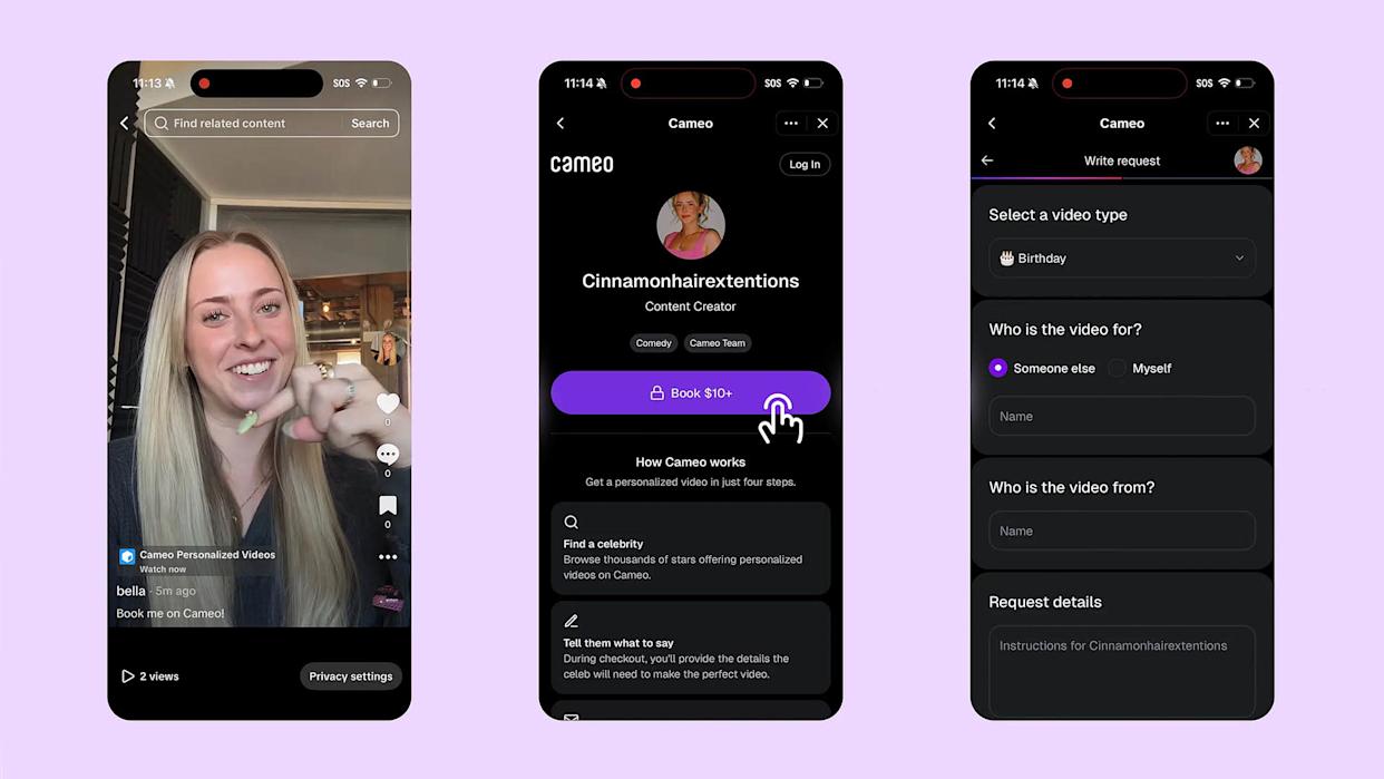 TikTok dan Cameo Kolaborasi, Minta Video Personal Langsung di Aplikasi
