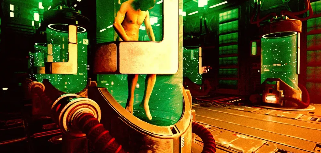 Ilustrasi konsep kloning manusia tanpa otak dan transplantasi otak di masa depan.