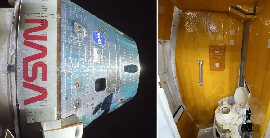 Ilustrasi toilet luar angkasa di dalam wahana Orion pada misi Artemis 2 NASA yang mengalami gangguan teknis.