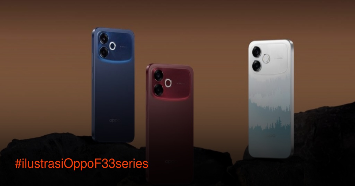 Tiga pilihan warna Oppo F33 Pro: Misty Forest, Starry Blue, dan Passion Red